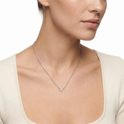 0.50CT TDW Lab Grown Diamond Halo Necklace in Rhodium Plated Sterling Silver