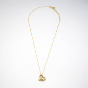 Sterling Silver Yellow Gold Vermeil Floating Lab Grown Diamond TCW 0.3ct Heart Necklace