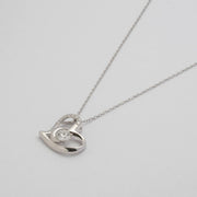 Sterling Silver Rhodium Plated Floating Lab Grown Diamond TCW 0.3ct Heart Necklace