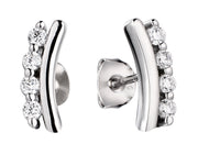 Casablanca Sterling Silver CZ Bar Earrings