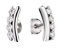Casablanca Sterling Silver CZ Bar Earrings