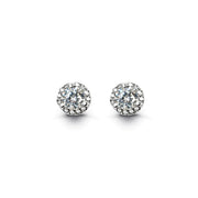 Shiny Sterling Silver Birthstone Halo Earrings