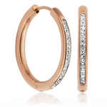 Steelx rose gold tone hoop earrings with PRECIOSA cubic zirconia, style T2X9430320