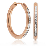 Steelx rose gold tone hoop earrings with PRECIOSA cubic zirconia, style T2X9430320