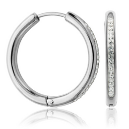 Steelx stainless steel hoop earrings with PRECIOSA cubic zirconia, style T2X9430120