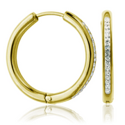Steelx yellow gold tone hoop earrings with PRECIOSA cubic zirconia, style T2X9430220