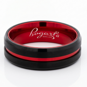 Bogart's Black Tungsten Men's Wedding Band With Red Inlay