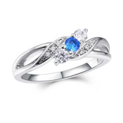 Twist Family Ring (3 Birthstones, Available in Sterling Silver, White Gold or Yellow Gold)