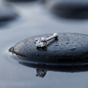 14KT White Gold Diamond Straight Nose Pin Stud