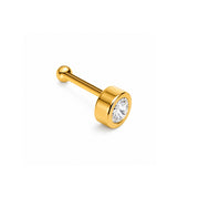 14KT Yellow Gold CZ Bezel Set Straight Nose Pin Stud