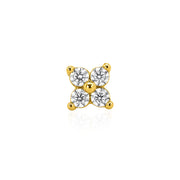 14KT Yellow Gold CZ Flower Straight Nose Pin Stud