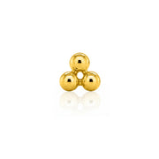 14KT Yellow Gold Trio Ball Straight Nose Pin Stud