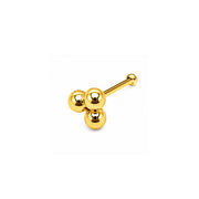 14KT Yellow Gold Trio Ball Straight Nose Pin Stud