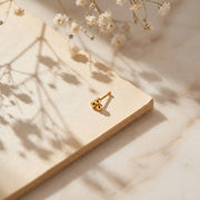 14KT Yellow Gold Trio Ball Straight Nose Pin Stud