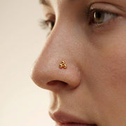 14KT Yellow Gold Trio Ball Straight Nose Pin Stud