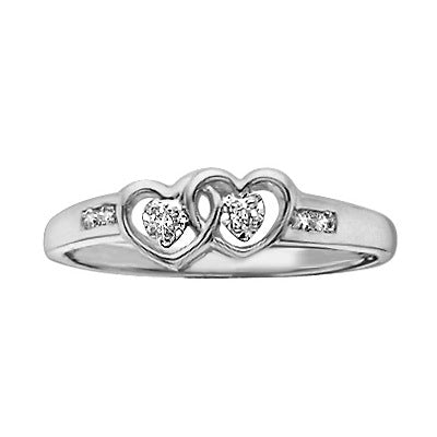 Double Heart Diamond Promise Ring