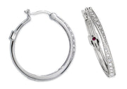 Elle Micro Pave Sterling Silver Hoop Earrings