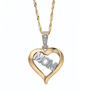 Two-Tone 10KT White and Yellow Gold Diamond Mom Heart Necklace