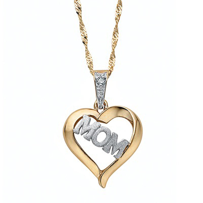 Two-Tone Diamond Mom Heart Necklace