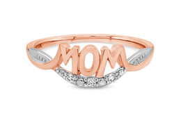 Two Tone Rose Gold Diamond Mom Ring