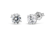 10k White Gold CZ Round Stud Earrings