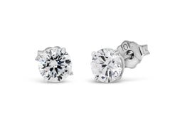 10k White Gold CZ Round Stud Earrings
