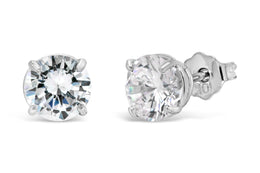 10k White Gold CZ Round Stud Earrings