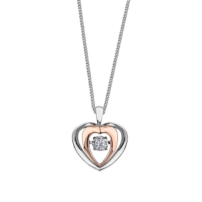 .15CT Diamond Pulse Heart Necklace: Two Tone