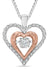 Close Up - Double heart diamond pulse necklace, a .11CT diamond in the center with additional diamonds along the edge of the pendant