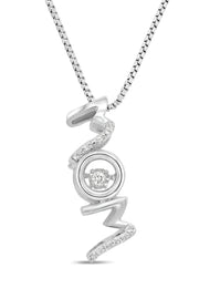 .04CT Sterling Silver Diamond Pulse Mom Necklace