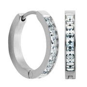 Steelx Stainless Steel 18MM CZ Hoop Earrings