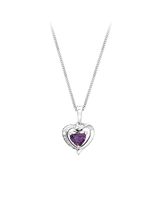 Amethyst Heart Necklace w/ Diamond