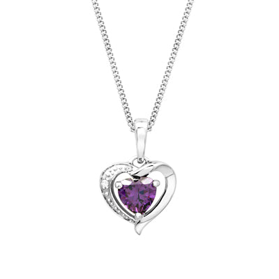 Amethyst Heart Necklace w/ Diamond