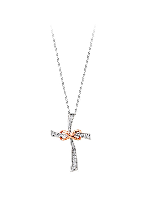 Infinite Faith Two-Tone Diamond Cross Necklace