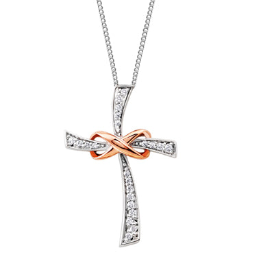 Infinite Faith Two-Tone Diamond Cross Necklace