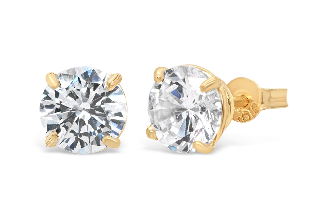 10k Yellow Gold CZ Round Stud Earrings
