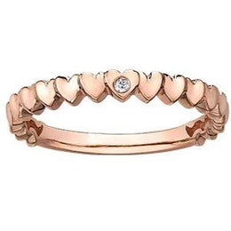 .01CT Diamond Rose Gold Heart Band