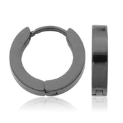 10mm Steelx Black Stainless Steel Huggie Hoop Earrings