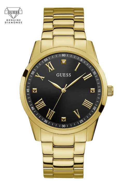 Guess Men's Diamond Watch: Gold/Black