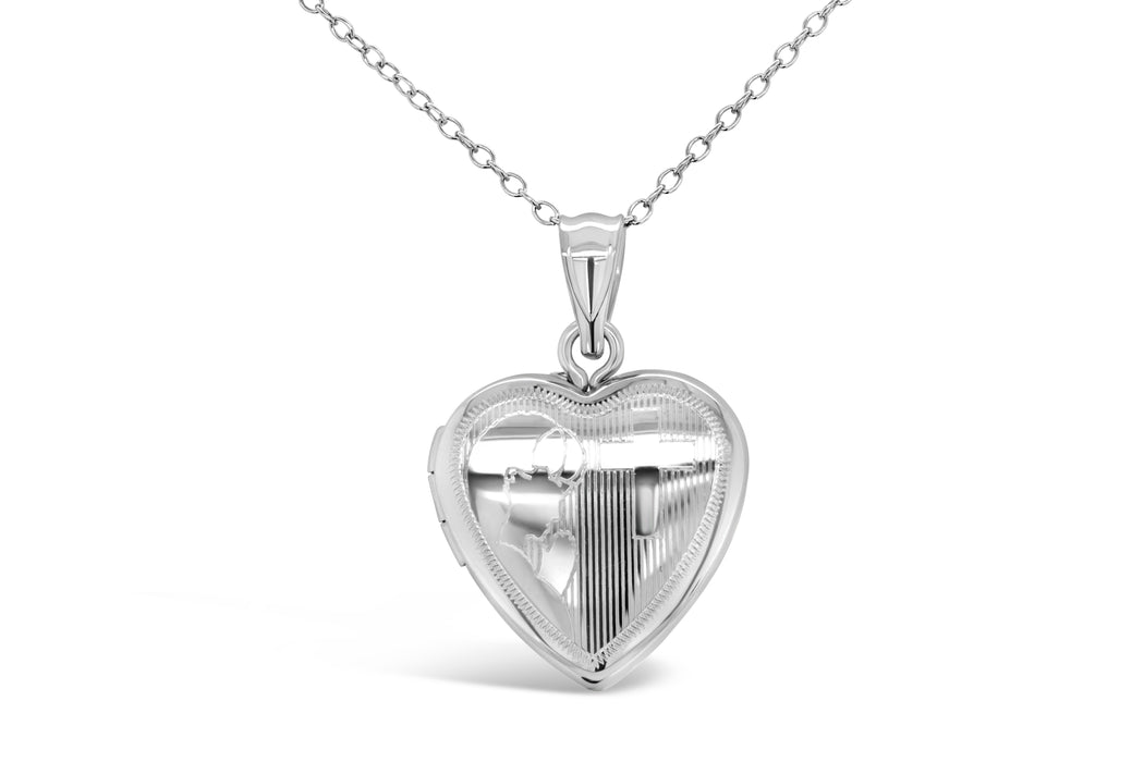 Heart Locket Necklace with Praying Child