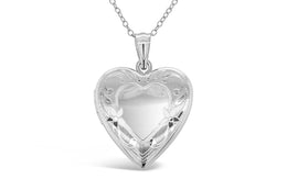 Casablanca Sterling Silver Flower Heart Locket Necklace