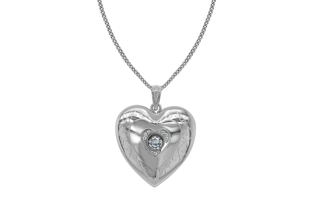 Sterling Silver Diamond Heart Locket