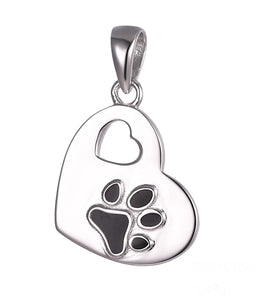 Casablanca Sterling Silver Pawprints On My Heart Dog Pendant