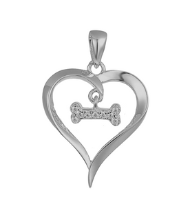 Casablanca Sterling Silver Dog Bone Heart Pendant