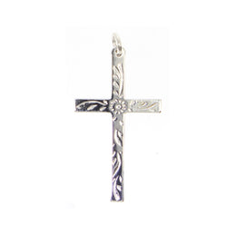 Casablanca Sterling Silver Patterned Cross Pendant