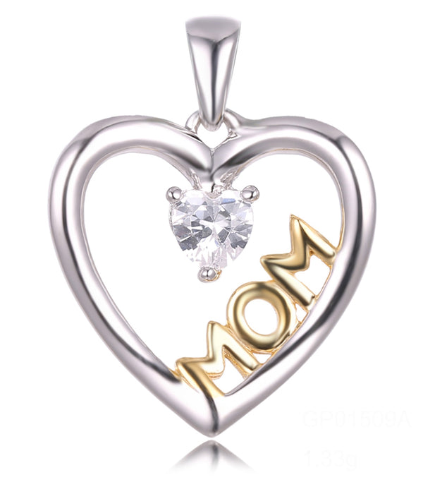 Two-Tone Mom Heart Necklace