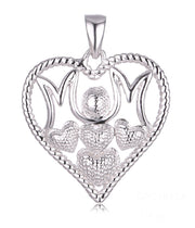 Sterling Silver Mom Heart Necklace