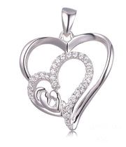 Mother and Child Sterling Silver Double Heart Necklace