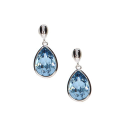 Casablanca Sterling Silver Pear Crystal Drop Earrings: Aqua