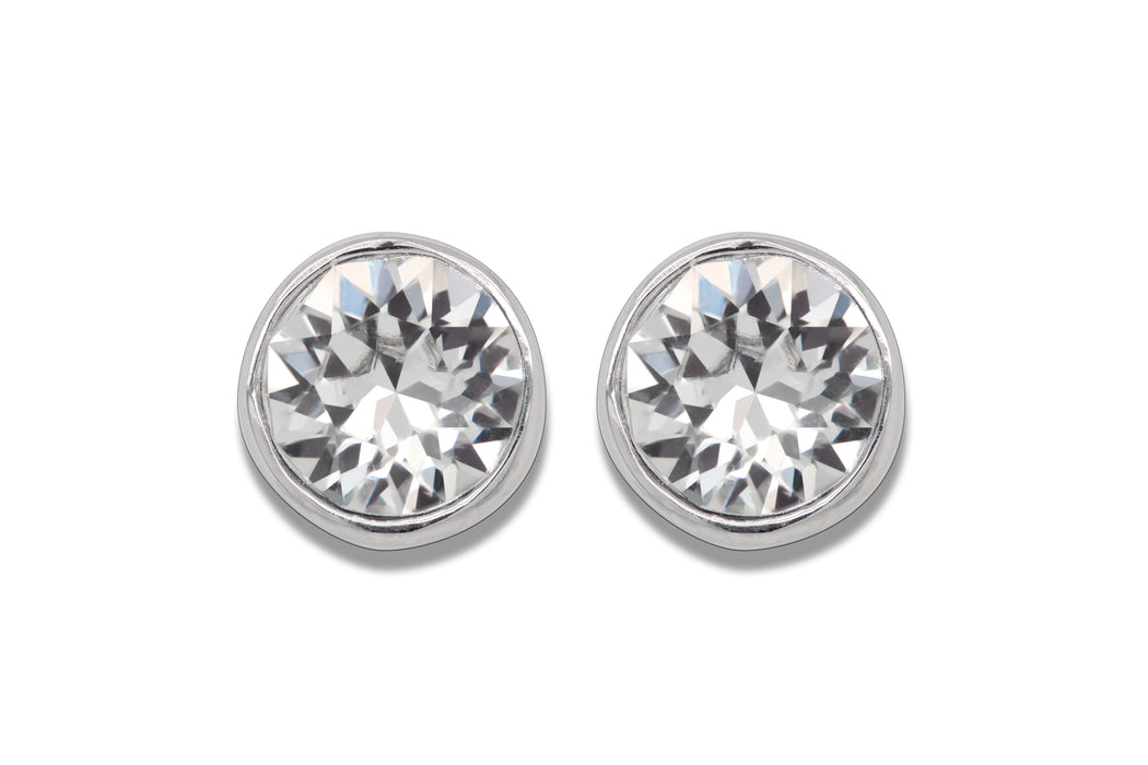 Mini Round Crystal Earrings: Clear